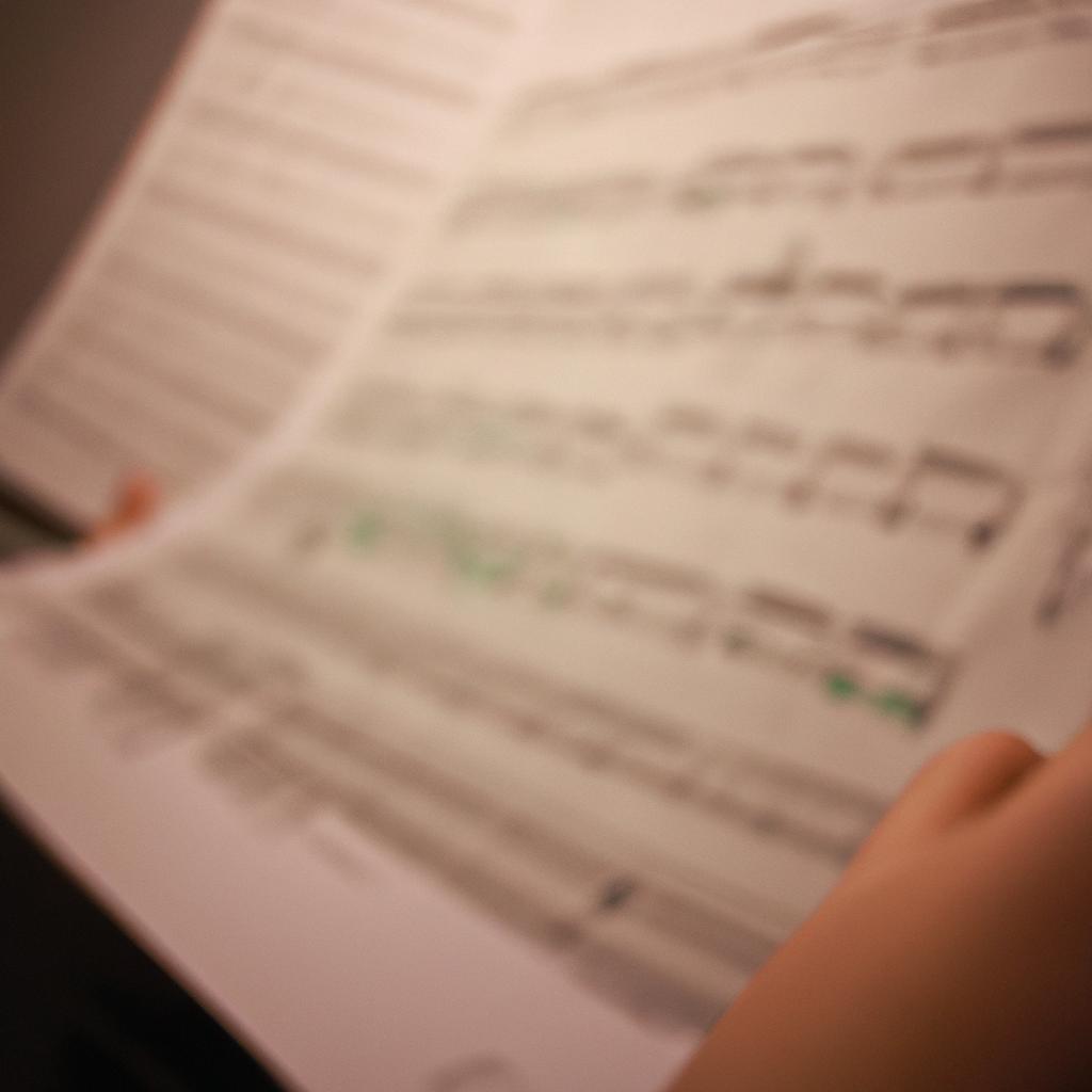 Person studying sheet music, composing